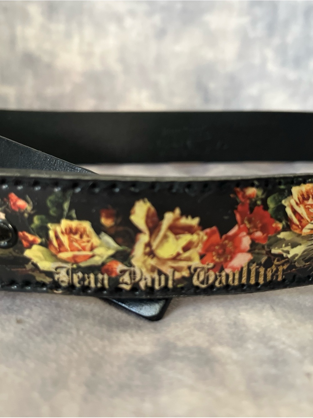 RARE Vintage RUNWAY Jean Paul Gaultier Black Floral Braided Leather Waist Belt